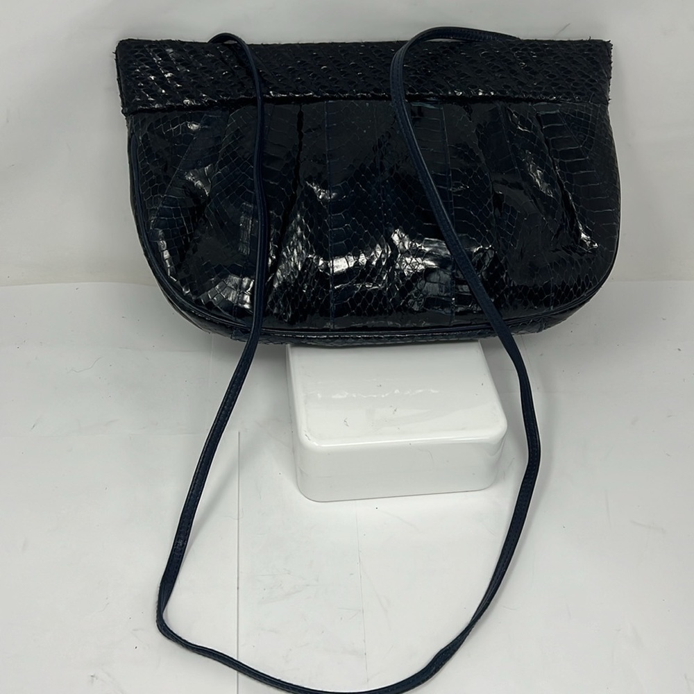 Aspects Navy Blue Python Snakeskin Clutch Shoulde… - image 11